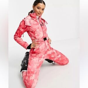 ASOS SKI SUIT Pink Tie-Dye Jumpsuit